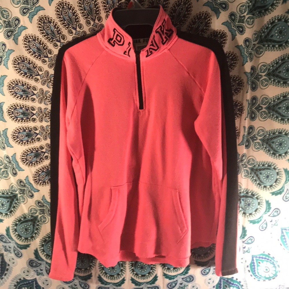 VS PINK hot pink half zip